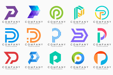 Set of letters P logo design. modern creative monogram icon design inspiration.