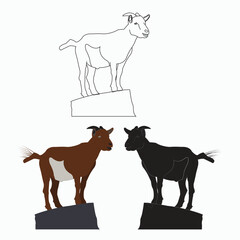 goat  outline color silhouettes all