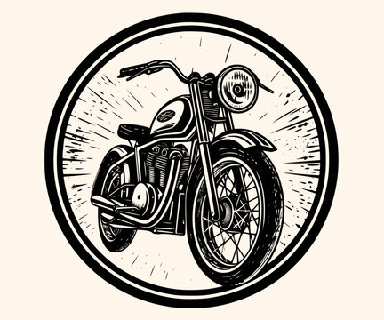 recommend clip art: Vector Illustration of a Classic Motorcycle with lines drawing for logo,icon,clip art