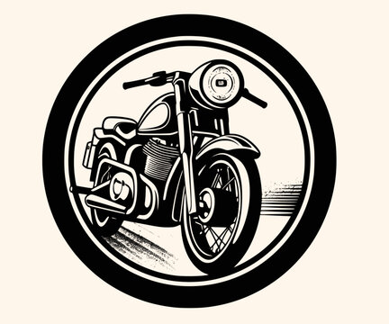 recommend clip art: Vector Illustration of a Classic Motorcycle with lines drawing for logo,icon,clip art
