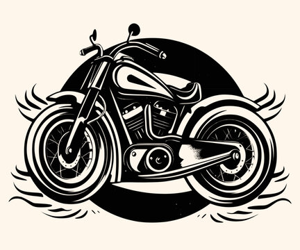 recommend clip art: Vector Illustration of a Classic Motorcycle with lines drawing for logo,icon,clip art
