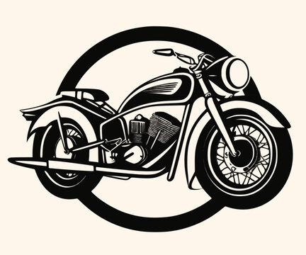 recommend clip art: Vector Illustration of a Classic Motorcycle with lines drawing for logo,icon,clip art