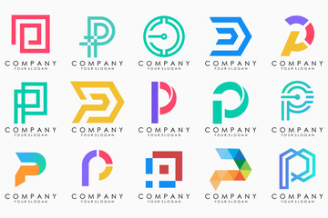 Set of letters P logo design. modern creative monogram icon design inspiration.