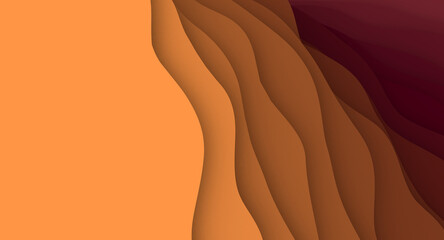 3D illustration - Orange papercut gradient design with copy space