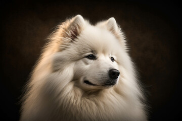 Mesmerizing Samoyed Dog on a Dark Background - A Perfect Display of the Breed's Grace and Elegance