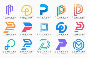 Set of letters P logo design. modern creative monogram icon design inspiration.