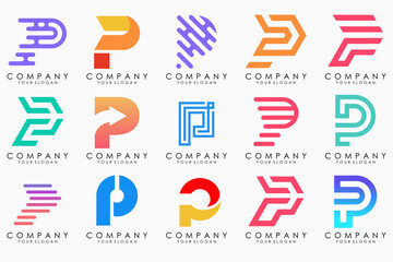 Set of letters P logo design. modern creative monogram icon design inspiration.