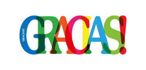 Colored lettering THANK you! for decoration and design, language Spanish