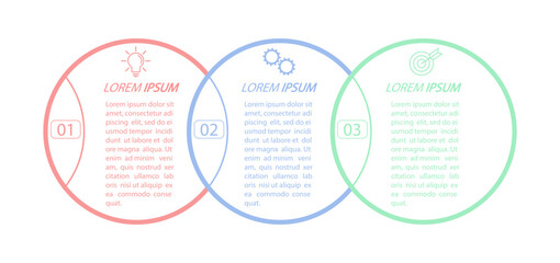 3 stages of development, improvement or training. Infographics with visual action icons for business, finance, project, plan or marketing