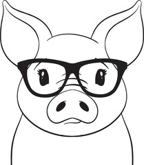 Pig svg file,Pig with Glasses svg,Pig Cut File,Cute Pig Svg,Pig Face svg,Pig Vector,Pig Clipart,Pig Lineart,Farm Animal svg,Animal svg file
