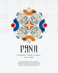panji, indonesia traditional mask for cirebon traditional dance hand drawn illustration