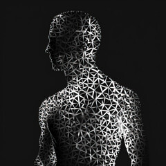 Man body made of sophisticated geometric detailed fine lace Light created with generative AI technology