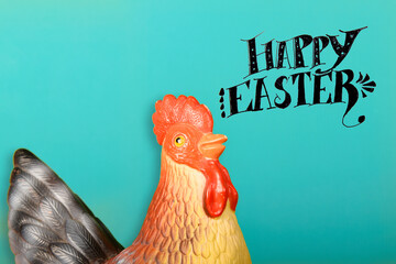 Funny Easter message with a chicken saying Happy Easter