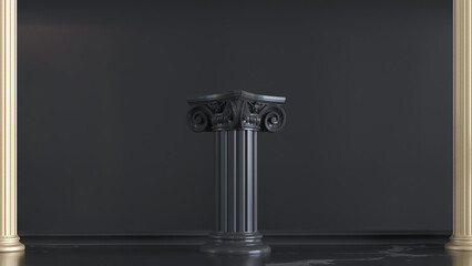 3D render of Classic luxury black podium columns background for product presentation. black Podium for display product