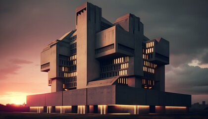 Brutalist Architecture at dusk
 