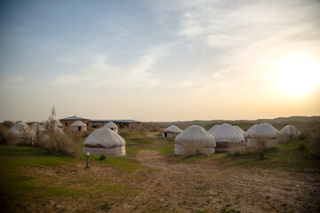 Yurt camp in the middle of the desert