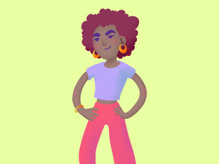 Illustration of a happy smiling girl with pop colors