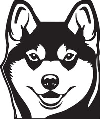 Shiba Inu dog face isolated on a white background, SVG, Vector, Illustration.	