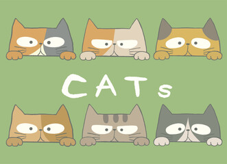 のぞき込むかわいい猫のイラスト