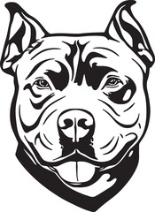 Pitbull dog face isolated on a white background, SVG, Vector, Illustration.	