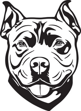 Pitbull dog face isolated on a white background, SVG, Vector, Illustration.	