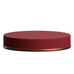 3d render of red and gold luxury circular podium product display element