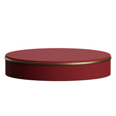 3d render of red and gold luxury circular podium product display element