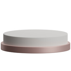 3d render of white and rose gold luxury circular podium product display element