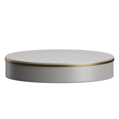 3d render of white and gold luxury circular podium product display element