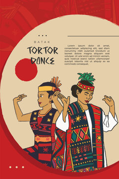 bataknese tortor dance hand drawn indonesian traditional dance for background