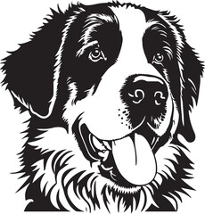 Fototapeta premium Saint Bernard dog face isolated on a white background, SVG, Vector, Illustration. 