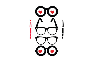 Work space Icons Illustration. Book, Pen, Eyeglasses