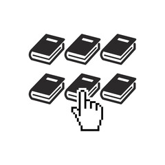 Digital online library icon with cursor finger. Vector on transparent background
