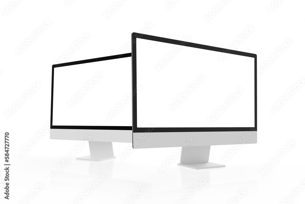 Aufkleber Two computer display mockups transparent. Perspective side view