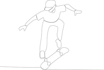 A good guy at skateboarding. Skateboarding one-line drawing