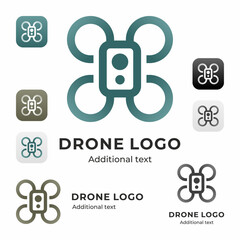 Drone quadrocopter logo and stylish modern icon set - 584728759