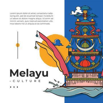 melayu culture muang jong sea alms ritual in bangka belitung hand drawn illustration