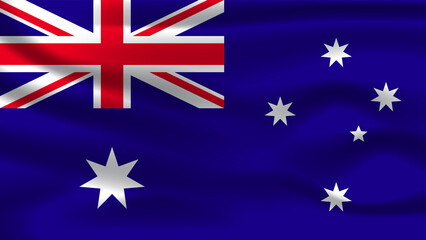 Illustration concept independence symbol icon realistic waving flag 3d colorful of Australia