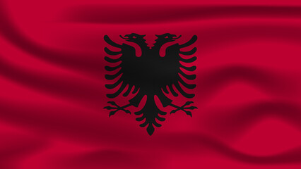 Illustration concept independence symbol icon realistic waving flag 3d colorful of Albania