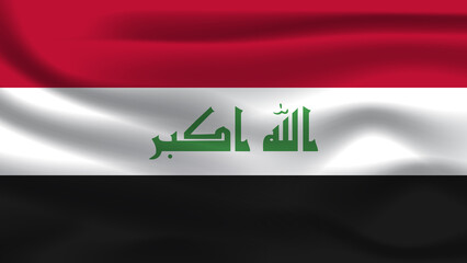 Illustration concept independence symbol icon realistic waving flag 3d colorful of Iraq