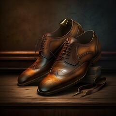 Fancy men’s dress shoes. Generative AI