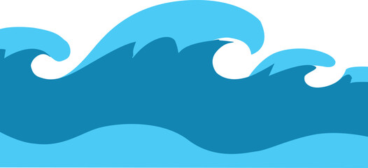 Ocean wave vector flat design style. Blue ocean wave vector illustration.