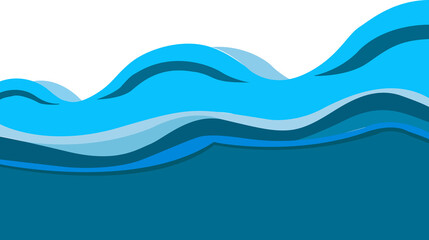 Ocean wave illustration flat design style. Blue ocean wave illustration.