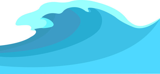 Fototapeta premium Ocean wave illustration flat design style. Blue ocean wave illustration.