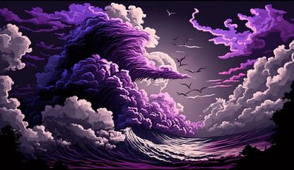 pink and purple ocean wave 
