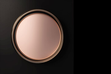 Pink chrome metal mirror on a black background with copyspace, generative AI