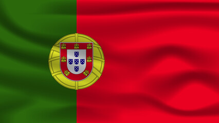 Illustration concept independence Nation symbol icon realistic waving flag 3d colorful Country of Portugal