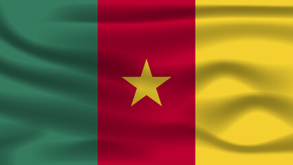 Illustration concept independence symbol icon realistic waving flag 3d colorful of Cameroon