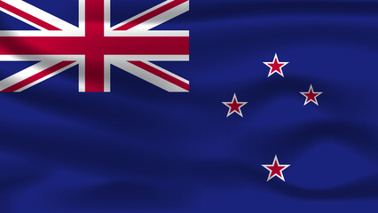 Illustration concept independence Nation symbol icon realistic waving flag 3d colorful Country of New Zealand