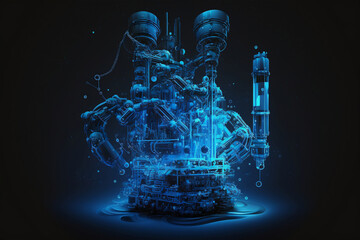 Obraz na płótnie Canvas oil industry, blue hologram, Generative AI